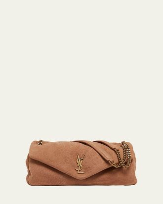 Saint Laurent Calypso Medium YSL Shoulder Bag in Grained Nubuck Leather