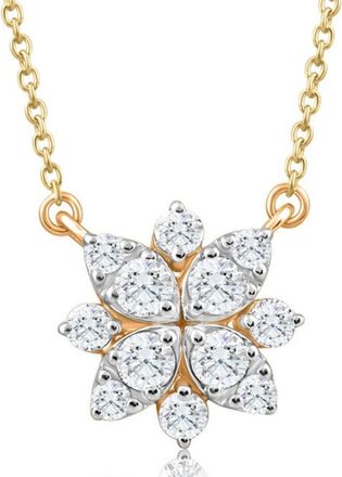 Pompeii3 55Ct TW Diamond Cluster Halo Round Pendant Yellow Gold Necklace Lab Grown