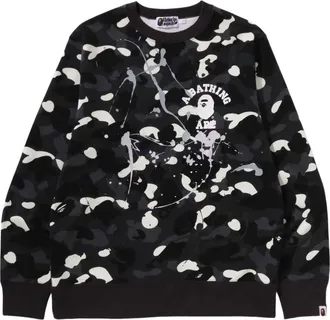 A Bathing Ape City Camo Painting Crewneck Sweatshirt Black 1L80-113-006-BLK