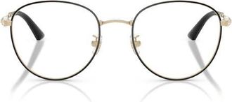 Jimmy Choo London 54mm Round Optical Glasses in Pale Gold/Black /Demo Lens at Nordstrom