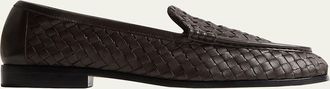 Bottega Veneta Mens Silenzio Intrecciato Napa Leather Loafers