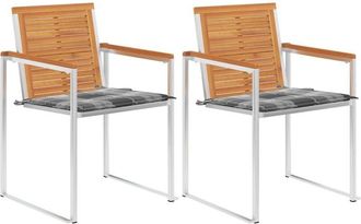 vidaXL Vidaxl - Sillas De Jard&iacute;n Con Cojines 2 Uds Madera Maciza Acacia Y Acero