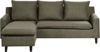 Beliani Beliani - Modern Fabric Corner Right Hand Sectional Sofa Polyester Solid Wood Legs Dark Green Elvenes