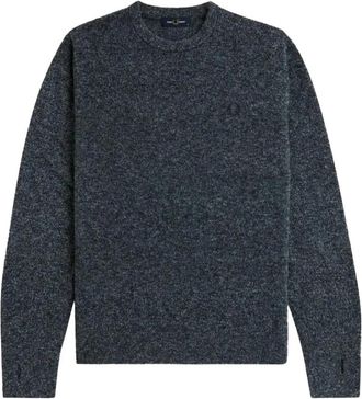 Fred Perry Rondgebreide trui met ronde hals - Heren - Ronde hals truien - Blauw - M - Katoen - Truien & Vesten