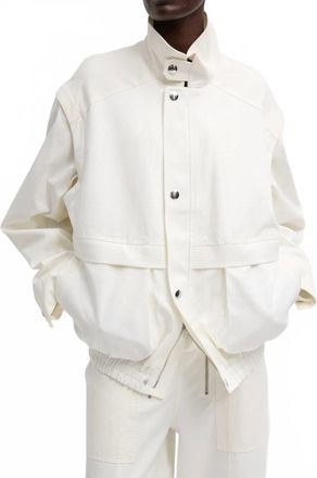 Tibi Womens Patchwork Twill Slicker Jacket In White