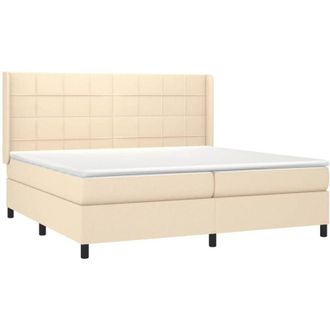 vidaXL Cama Box Spring Con Colch&oacute;n Tela Color Crema 200x200 Cm Vidaxl