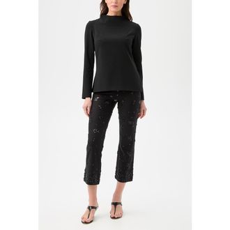 Trina Turk Baz High Neck Suiting Top in Black at Nordstrom, Size 4