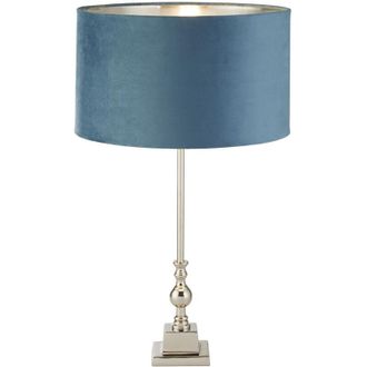 Searchlight Lampada Da Scrivania Whitby Metallo Cromo Velluto Verde Acqua 1 Luce E27