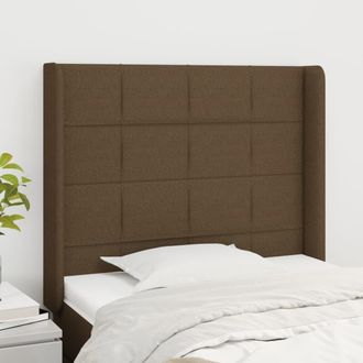vidaXL Cabecero Con Orejas De Tela Marr&oacute;n Oscuro 103x16x118/128 Cm Vidaxl