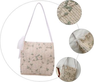 UPKOCH Capacity Lightweight Woven Shoulder Bag for Women Fashionable Lace Crossbody Handbag with Casual Flower Design Tote for Shopping Travel Daily Use Week