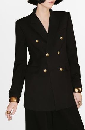 Mango Farah Double Breasted Blazer in Black at Nordstrom Rack, Size X-Small