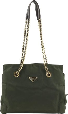 Prada Khaki Nylon Tote Bag (Pre-Owned)