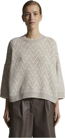 PESERICO Truien & Vesten, Dames, Wit, 2Xl, Stijlvolle Gebreide Trui