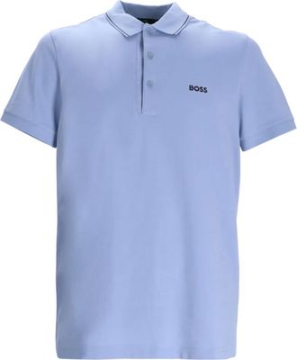 BOSS logo-embroidered polo shirt - Blue