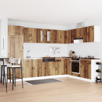 Berkfield Home Kitchen Cabinet Kalmar with Double Basins Old Wood Engineered wood in Brown