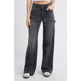 Hidden Jeans High Waist Carpenter Jeans in Grey at Nordstrom, Size 30