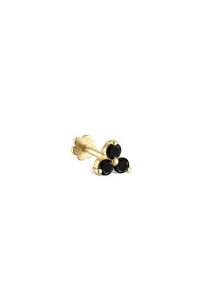 Maria Tash Black Diamond Trinity Single Threaded Stud Earring in Yellow Gold at Nordstrom, Size 3