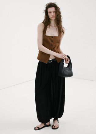 Mango Gilet completo lino marrone - Donna - XXS - MANGO