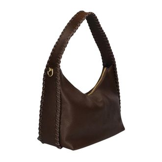 Notre-V Iris Classic Grain Schoudertas - Dames - Tassen - Bruin - Maat: ONE Size Leer