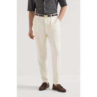 Brunello Cucinelli Trousers with pleats in Off-White at Nordstrom, Size 48 It