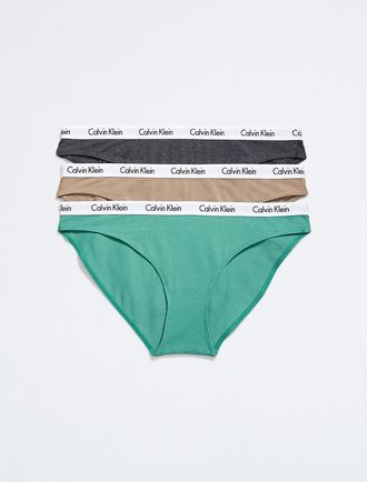 Calvin Klein Womens Carousel Logo Cotton 3-Pack Bikini - Multi - XS