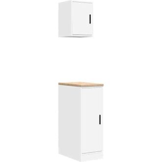 vidaXL Armarios 2 Uds Para Garaje Madera De Ingenier&iacute;a Blanco Vidaxl
