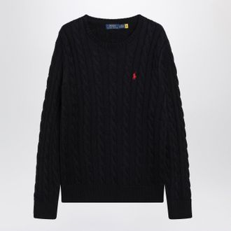 Polo Ralph Lauren Navy Blue Cable Knit Cotton Sweater