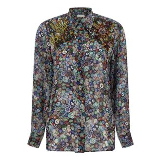 Dries Van Noten Geborduurde Viscose Blouse - Dames - Blouses & Shirts - Veelkleurig - Maat: S Viscose