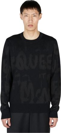 Alexander McQueen Logo Sweater - Heren - Ronde hals truien - Zwart - S - Truien & Vesten