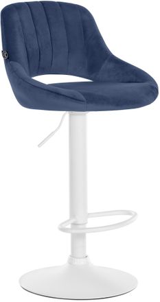 Clp Taburete De Bar Milet Con Funda De Terciopelo Azul Blanco