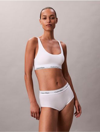 Calvin Klein Womens Icon Cotton Modal Lightly Lined Bralette - White - XXS