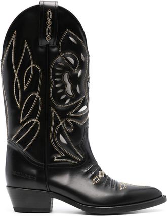 Dsquared2 70mm cut-out leather mid-calf boots - women - Calf Leather/Calf Leather/Calf Leather - 35 - Black