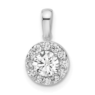 Diamond2Deal 14K White Gold Lab Grown Diamond Round Halo Pendant (0.71ct, VS, G-H)