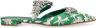 Manolo Blahnik Veelzijdige Muiltje - Dames - Slip ons - Groen - 37 EU - Leer - Schoenen