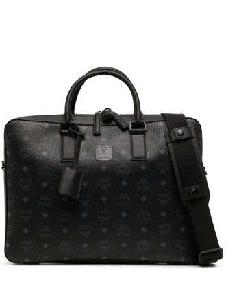 MCM Aktetas met monogramprint - Zwart