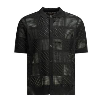 Beams Plus Camisa Polo de Punto Abierto con Retazos - Shirts - Hombre - Negro - M