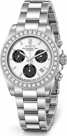 Invicta Jason Taylor 51325 Herenhorloge - Quartz Uurwerk - Roestvrij Staal met Zilveren Wijzerplaat - 42 mm - Met 36 Diamanten