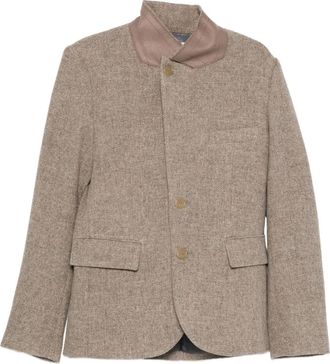 6397 Blazer con motivo spigato - Marrone