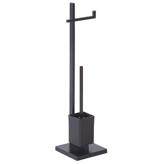 Beliani Beliani - Soporte De Papel Higi&eacute;nico De Metal Plateado Negro Brillante Portarrollos Escobillero Accesorio De Ba&ntilde;o Moderno Ulapes