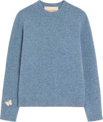 Valentino Jersey de lana moulin&eacute; con parche de mariposa bordado - Knitwear - Hombre - Azul - M