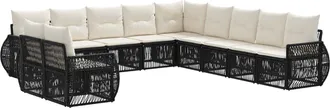 vidaXL Conjunto De Sof&aacute;s De Jard&iacute;n 11 Uds. Negro Y Blanco Crema Vidaxl