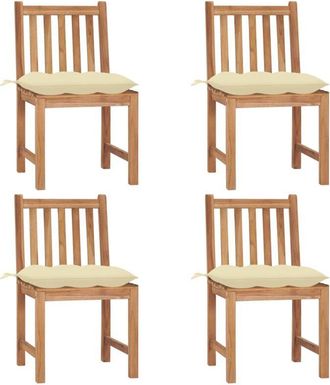 vidaXL Sillas De Jard&iacute;n 4 Unidades Madera Maciza De Teca Con Cojines Vidaxl