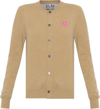 Comme Des Gar&ccedil;ons Truien & Vesten, Dames, Beige, M, Wol, Wol Cardigan met Logopatch