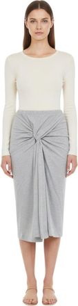 Dries Van Noten Grey Solid Calf Length Skirt