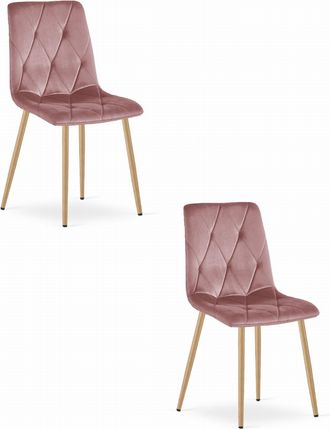 OEM Silla Libra - Terciopelo Rosa / Patas Color Madera X 2