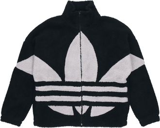 adidas originals Contrasting Colors Logo Suede Stand Collar Sports Jacket Black HC0325