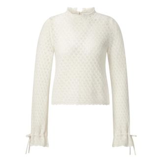 Rich & Royal Mock NK Kantsteek Trui - Dames - Coltruien - Wit - XL - Wol - Truien & Vesten