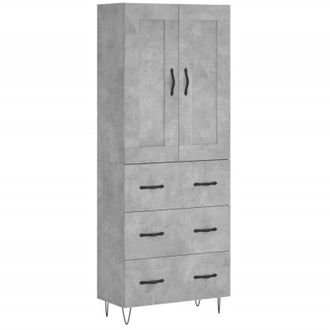 vidaXL Highboard Concrete Grey 69.5x34x180 cm Engineered Wood Vidaxl