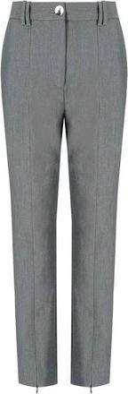 Ganni Melange Broek - Dames - Straight fit broeken - Grijs - M - Leer - Broeken