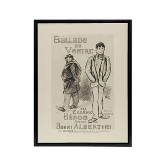 Artery8 Ballade du Ventre Theatre Poster Steinlen Black Framed Canvas Wall Art in Beige | Size: W24 x H32